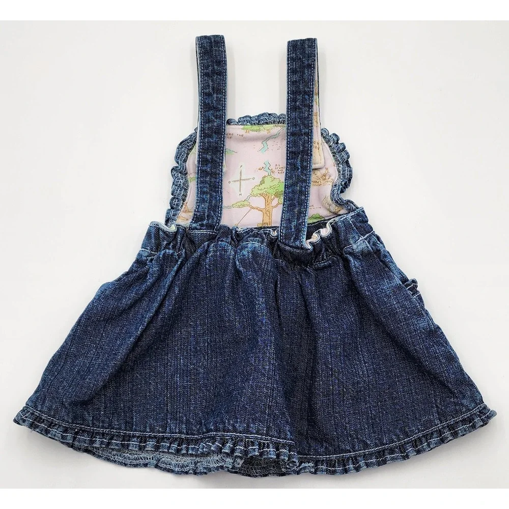 Disney Store Winnie the Pooh Denim Overall Dress Baby Girl 3-6M Blue Exc Vtg - Picture 5 of 10